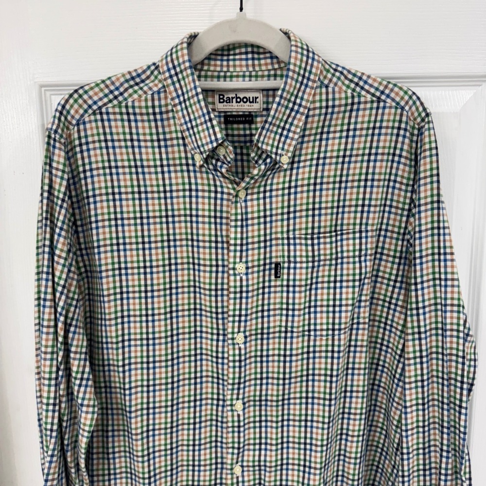 Barbour‎ Tailored Fit Plaid Button Down Shirt Men's Long Sleeve Medium